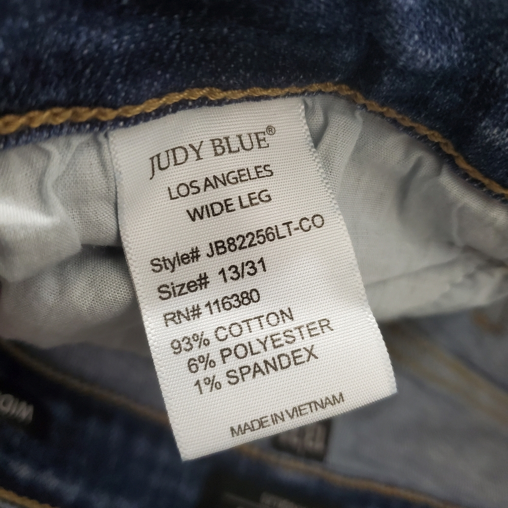 Judy Blue Jeans Wide Leg Cropped Distressed Size 31 Boho Casual Denim - Picture 10 of 11